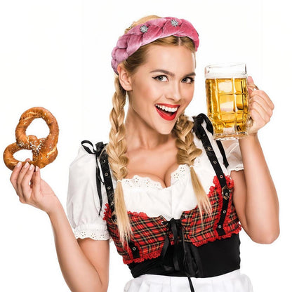 Oktoberfest Rosa Haarreif Samt Dirndl Edelweiss Damen Haarband