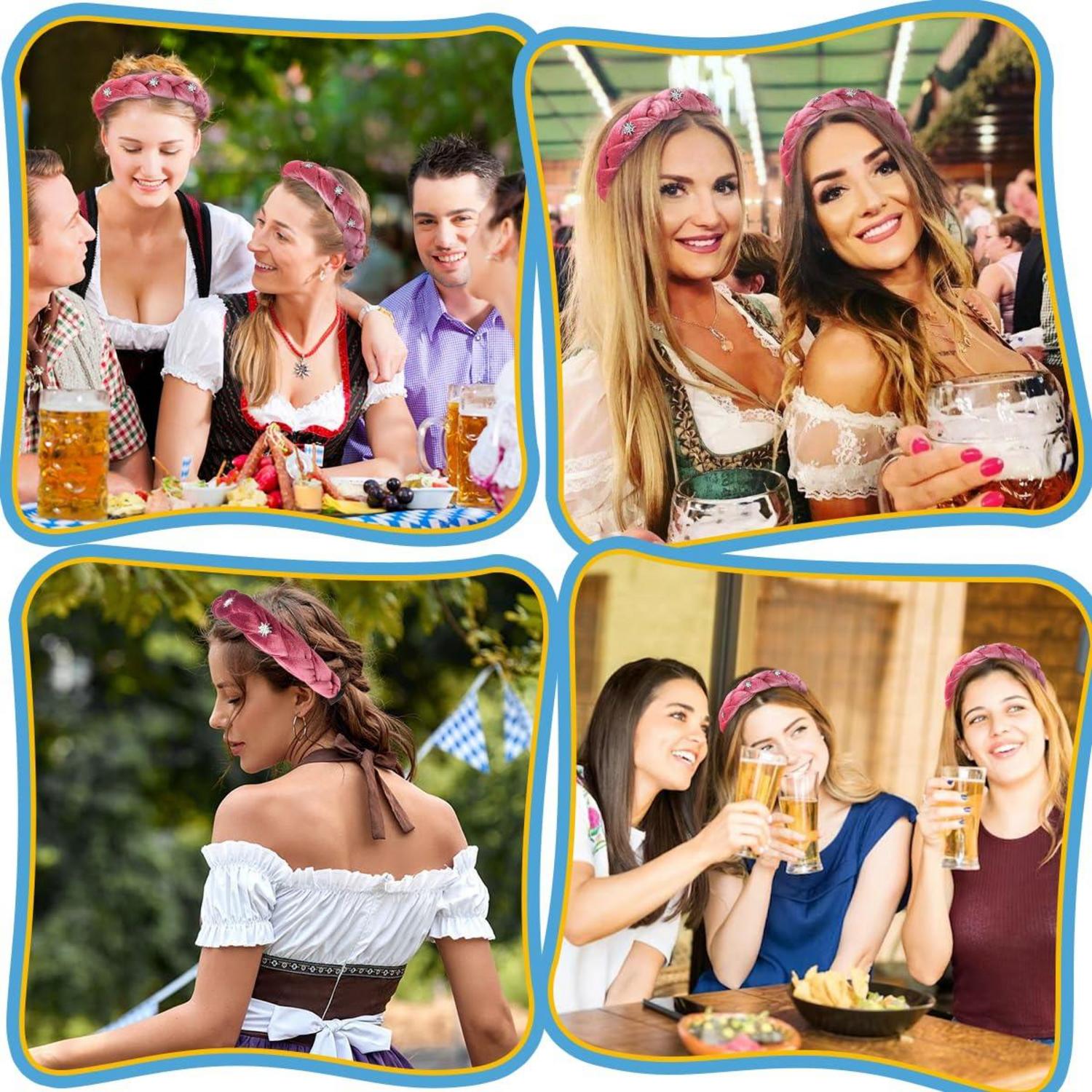 Oktoberfest Rosa Haarreif Samt Dirndl Edelweiss Damen Haarband