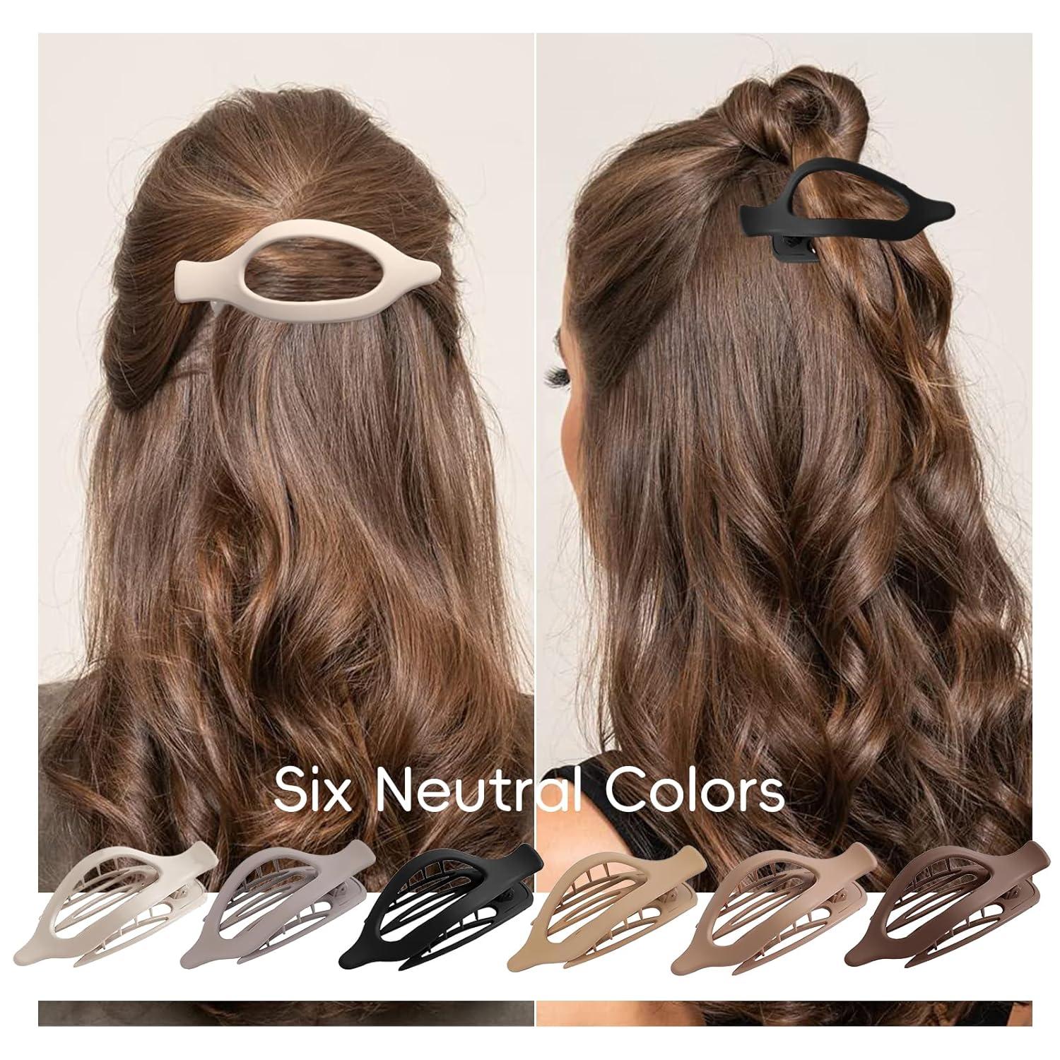 Haarklammern Damen Französische Flache Spangen Starkem Halt Dutt Pferdeschwanz (6