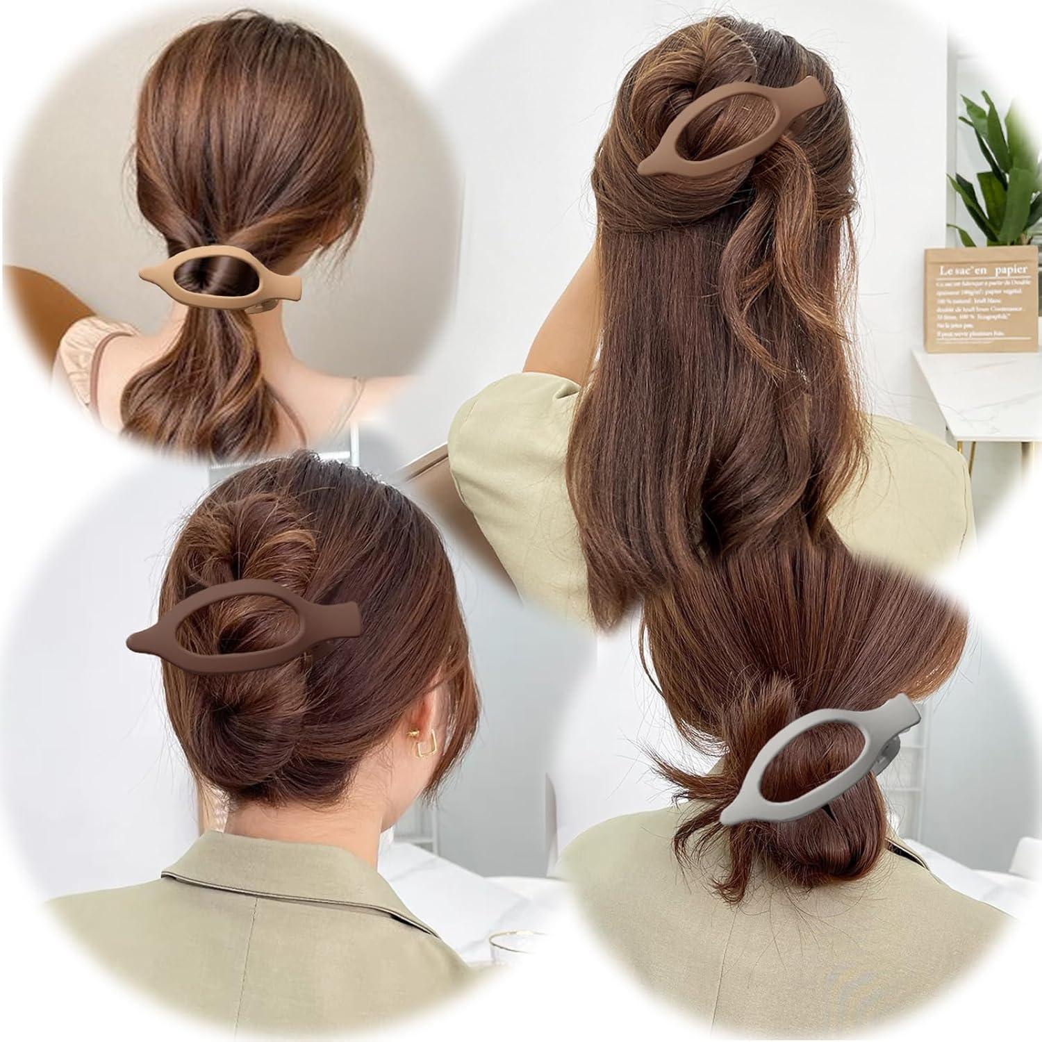 6er Set Haarklammern - Stark haltende Flache Damen Spangen (A Neutrale