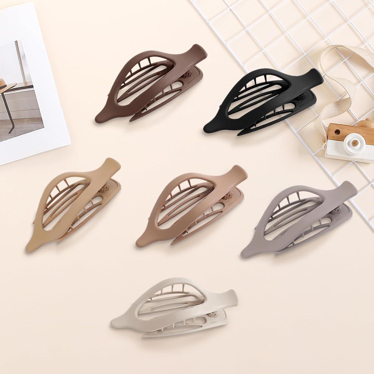 6er Set Haarklammern - Stark haltende Flache Damen Spangen (A Neutrale