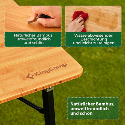 Höhenverstellbarer Bambus Campingtisch klappbar 120x80cm