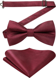 Einfarbiges Fliege mit Einstecktuch Set für Herren Hochzeit & Party