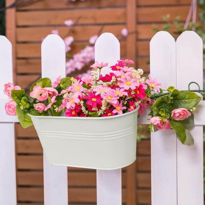 4er Set Metall Blumentöpfe 27,5cm Hängend Weiß für Balkon Garten Dekor