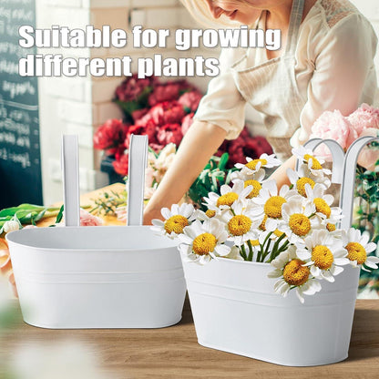 4er Set Metall Blumentöpfe für Balkon Zaun Garten, 27,5cm Hängende