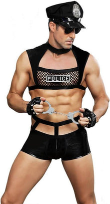 Erotisches Herren Cosplay Dessous Set - 6-teilig Polizei-Outfit