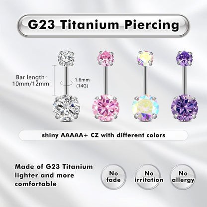 G23 Titan Bauchnabelpiercing – Gold, Silber, Bunt – 14G 8-12mm