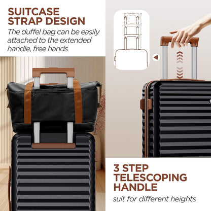 SHOWKOO XL Hartschalenkoffer Set Schwarz 3tlg TSA Reisetasche