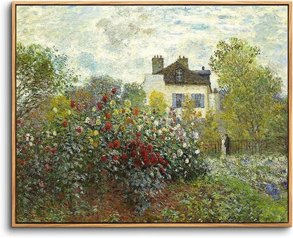 Vintage Leinwandbilder mit Holzrahmen Claude Monet Garten 20x25cm