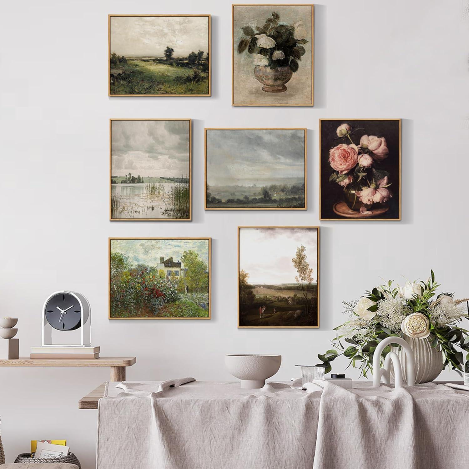 Vintage Leinwandbilder mit Holzrahmen Claude Monet Garten 20x25cm