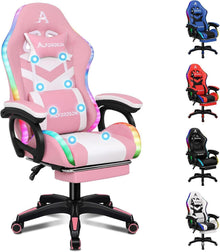 Gaming Stuhl Racing LED RGB Massage Fußstütze ergonomic