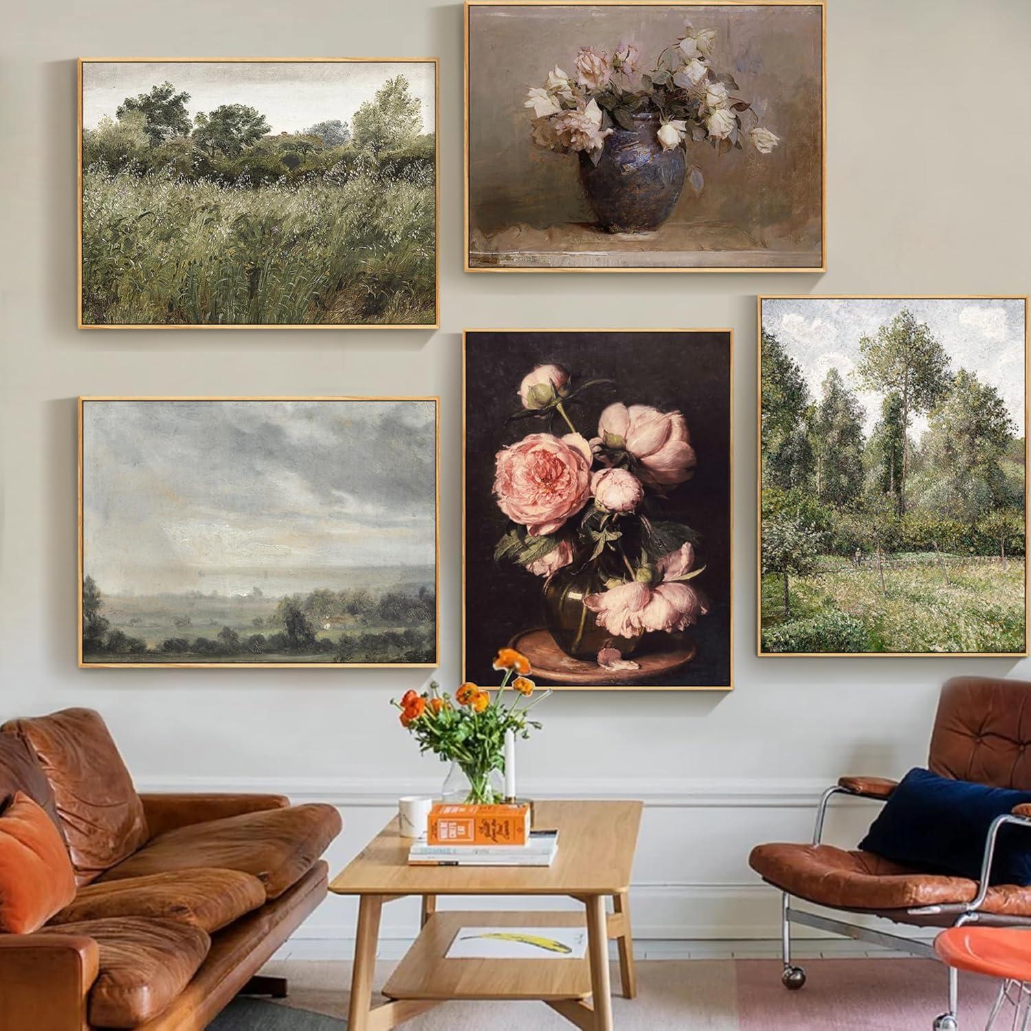 Vintage Leinwand Wandbild 30x40 cm Holzrahmen - Natur Wald Landschaftsbild