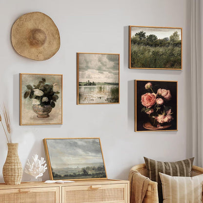 Vintage Leinwandbild mit Holzrahmen 20x25 cm Wohnzimmer Schlafzimmer Badezimmer Büro Esszimmer Flur Gemälde