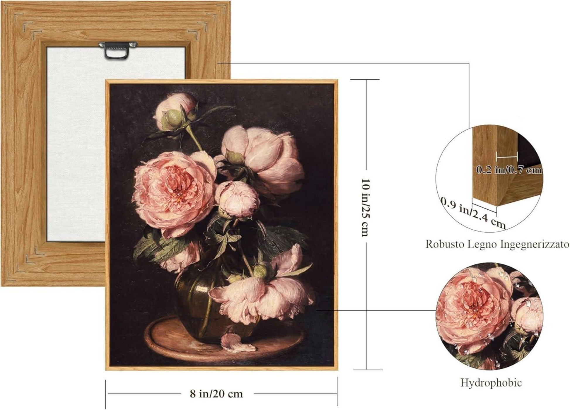 Vintage Leinwand Bilder 20x25 cm mit Holzrahmen Wohnzimmer Schlafzimmer Büro