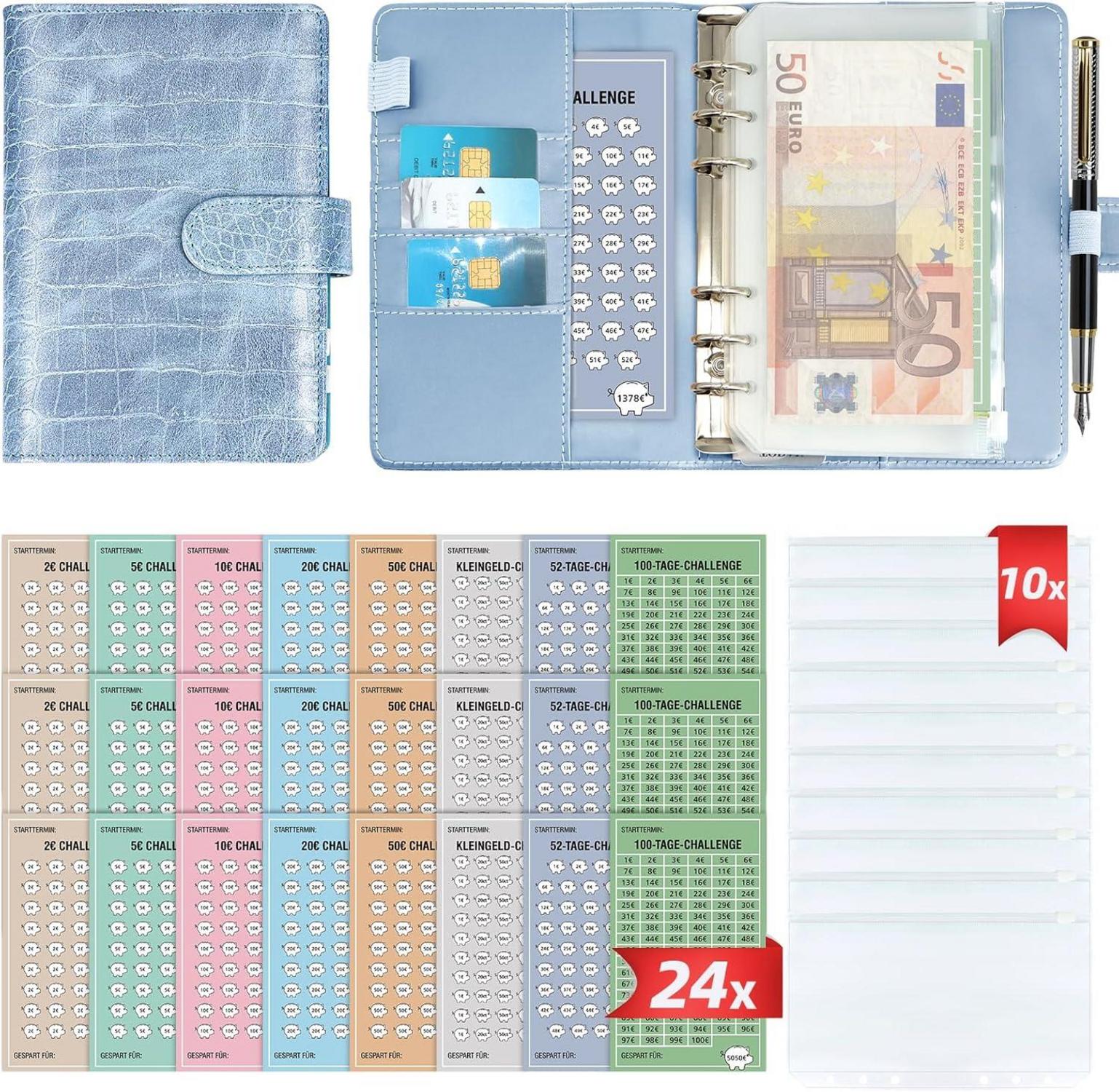 2024 Geld Sparen Challenge Buch mit Spar Challenges - Budget Planner