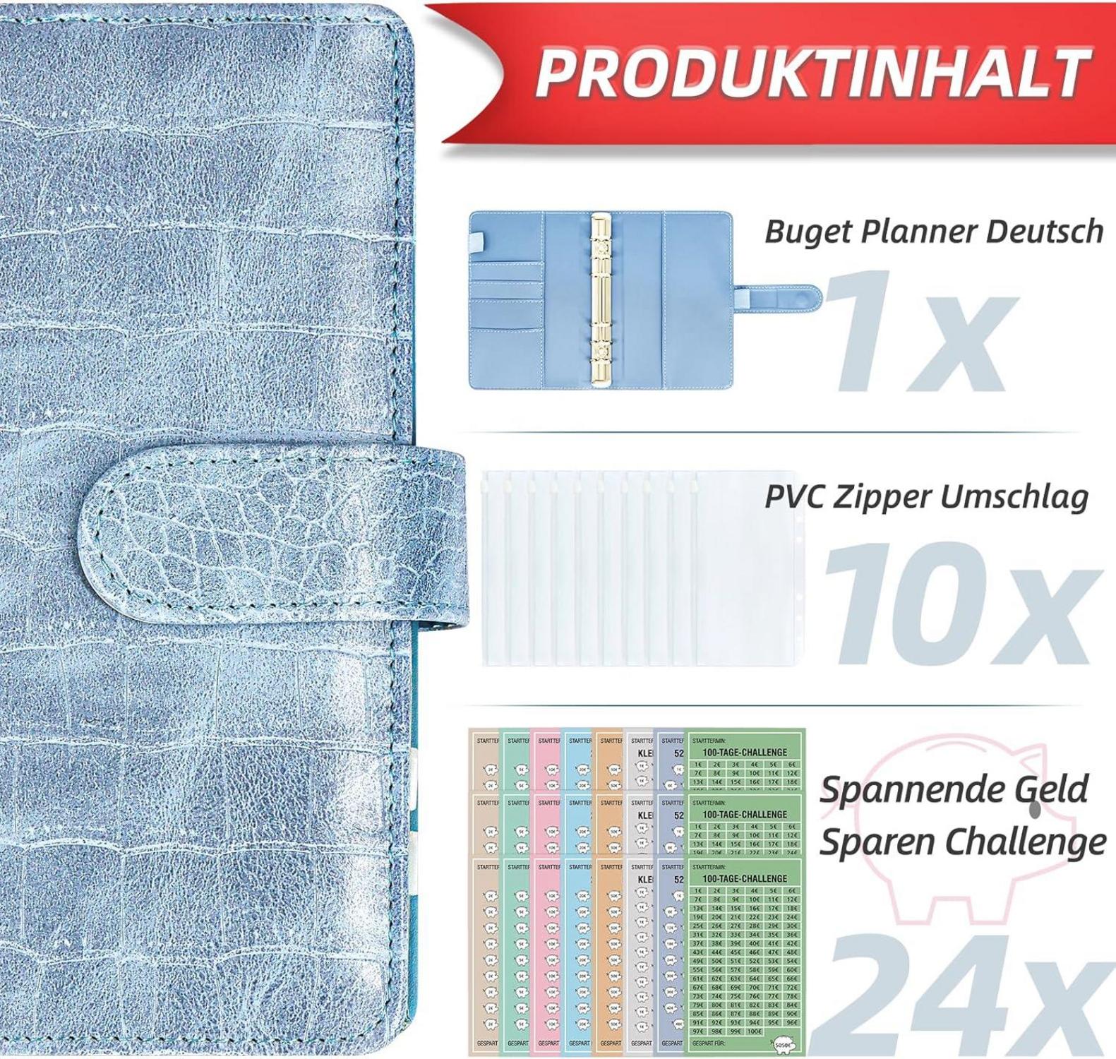 2024 Geld Sparen Challenge Buch mit 8 Spar Challenges - Budget Planner A6