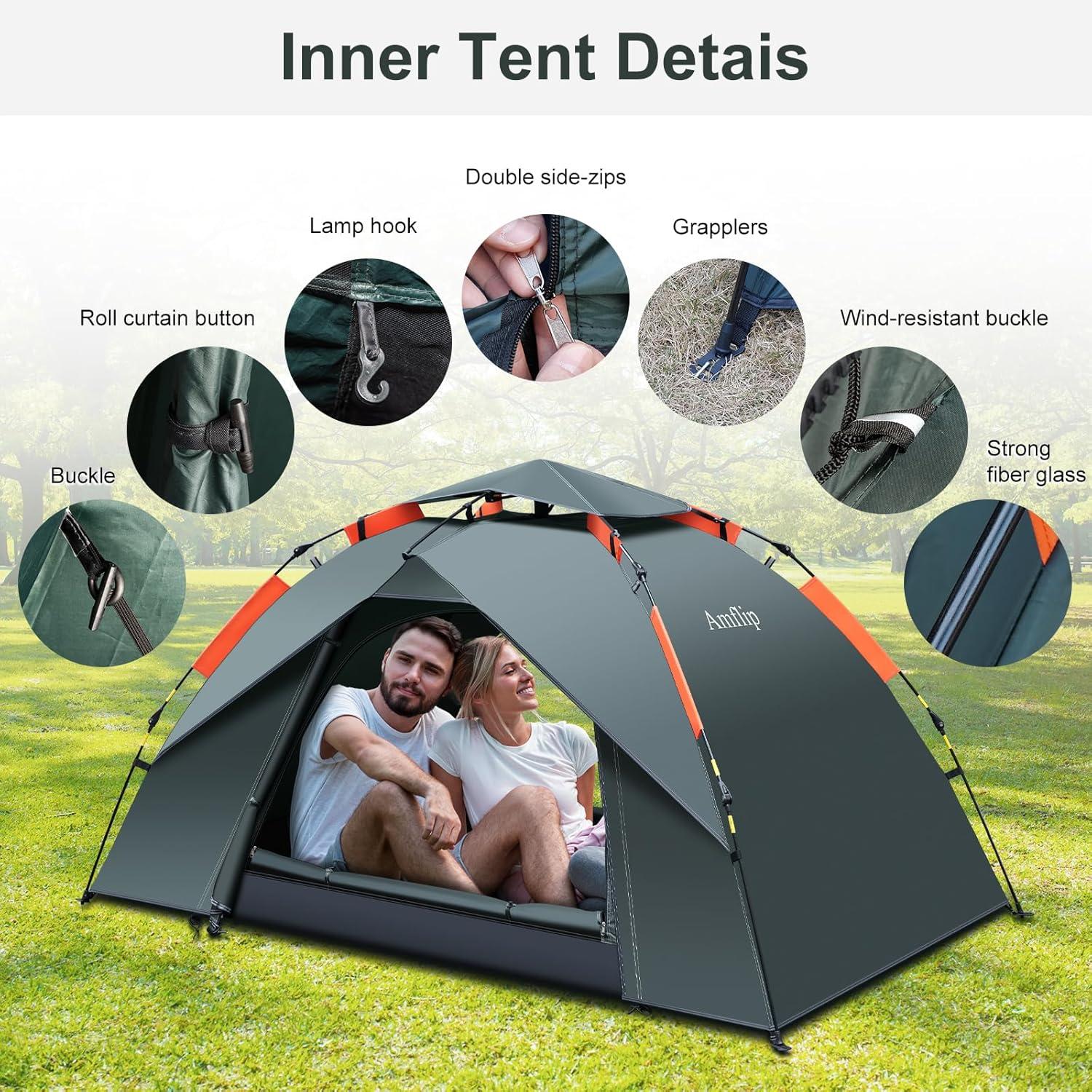 Automatisches Campingzelt 1-2 Personen Ultraleichtes Kuppelzelt 4