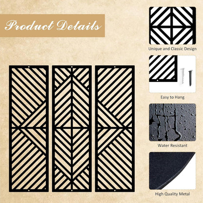 Minimalistische Geometrische Metall-Wanddekoration 3er-Set Schwarz 43 x 50 cm