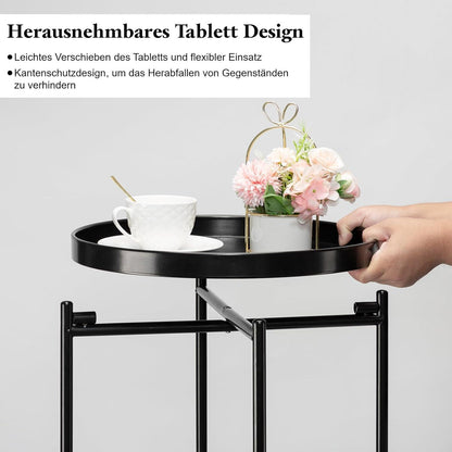 Danpinera 2-stöckiger Metall-Beistelltisch mit Tabletts für draußen & drinnen