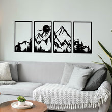 Metall Berg Wald Wanddekoration Set, rustikale Deko 4-teilig