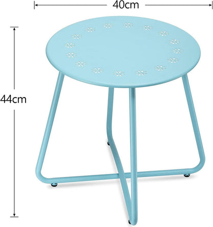Outdoor Beistelltisch mit Blumenausschnitten, Wetterfester Stahl, Rund