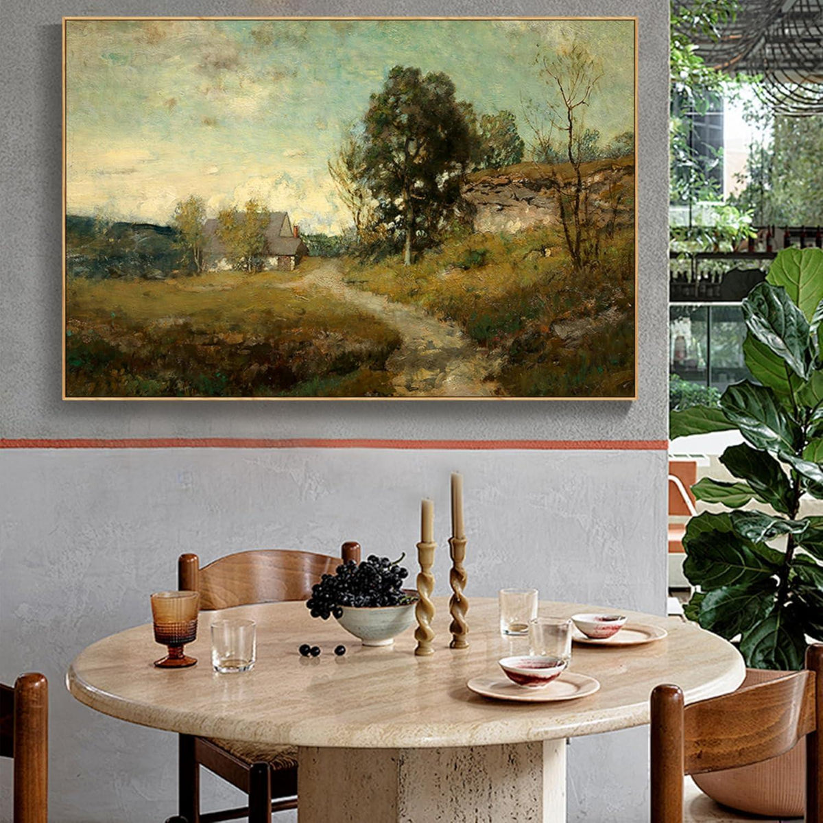 Vintage Leinwandbild mit Holzrahmen, 60x90 cm Landschaft