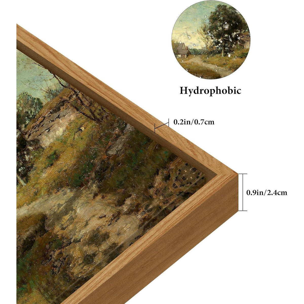 Vintage Leinwandbild mit Holzrahmen, 60x90 cm Landschaft