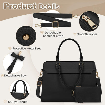 Handtasche Damen Shopper 15.6 Zoll Laptoptasche Wasserdicht PU Leder
