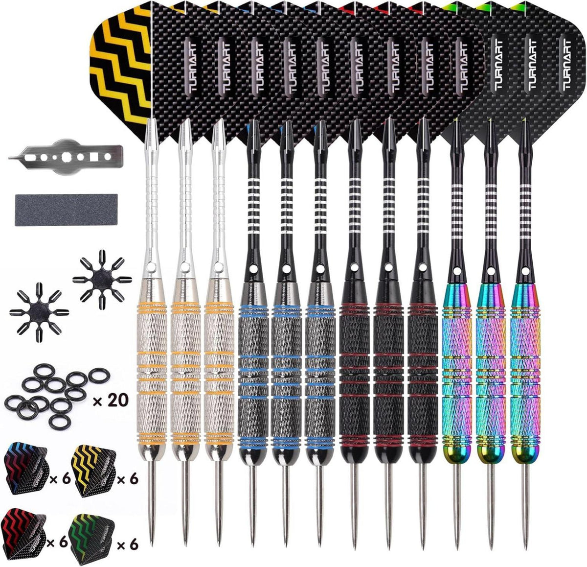 Profi Steel Dartpfeile 12 Stück Set mit Metallspitze