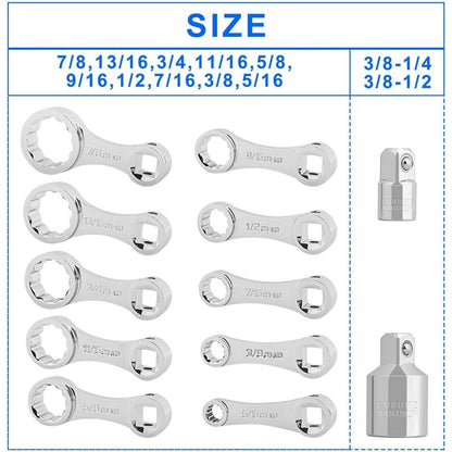Drehmomentadapter-Set 12-Punkt SAE 3/8 Zoll Antrieb Chrom-Molybdän-Stahl
