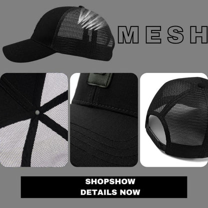 XXL Baseball Cap Herren Mesh Atmungsaktiv Verstellbar Schwarz
