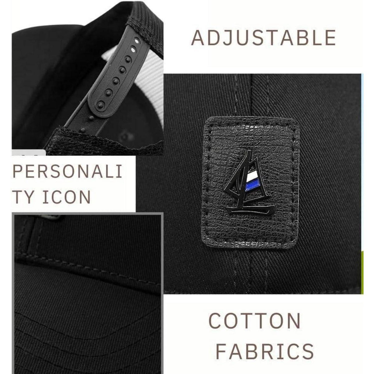 XXL Baseball Cap Herren Mesh Atmungsaktiv Verstellbar Schwarz