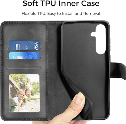 Premium PU Leder Wallet Hülle Samsung Galaxy A15 5G/4G Schwarz