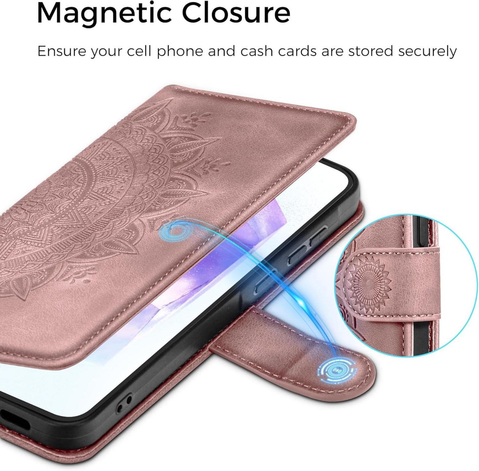 Samsung Galaxy A55 5G Lederhülle Wallet Case Rosa