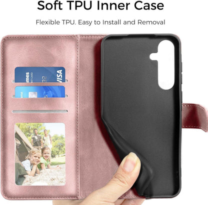 Lederhülle Samsung Galaxy A55 5G Flip Wallet Case Rosa