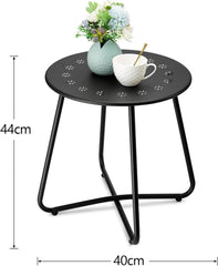 Outdoor Beistelltisch mit Blumenausschnitten und Stahlgestell