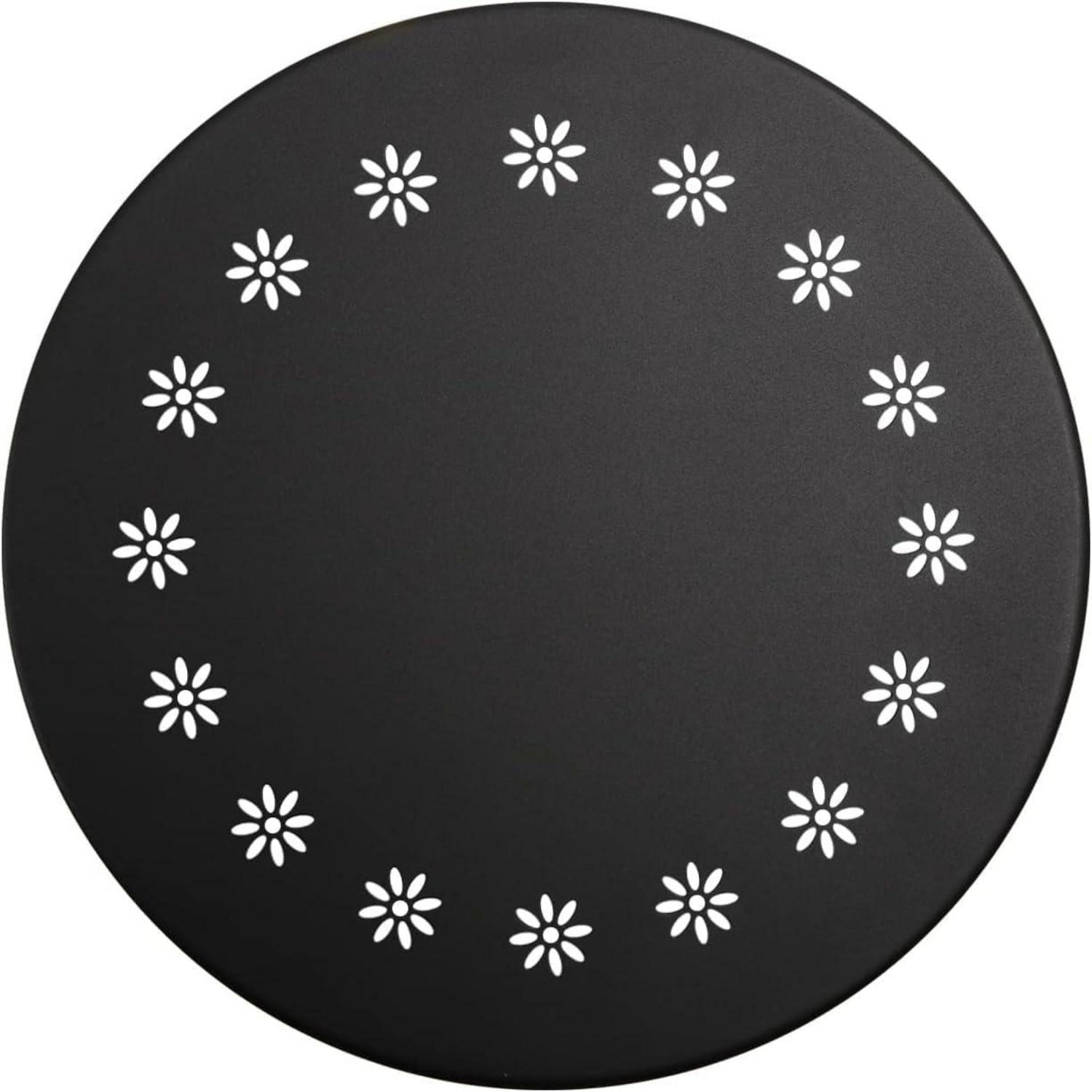 Outdoor Beistelltisch Schwarz mit Blumenausschnitten, Wetterfester Stahl