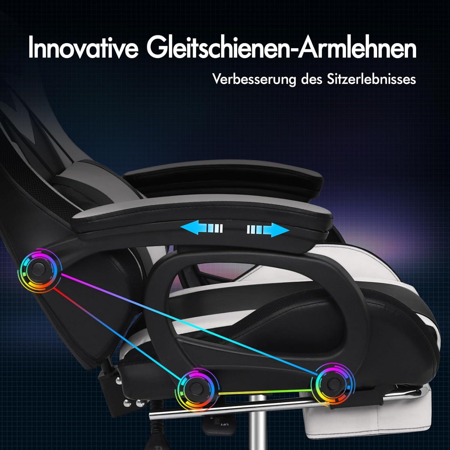 ALFORDSON Gaming Stuhl LED RGB Massage Fußstütze Rennstil