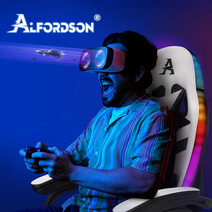ALFORDSON Gaming Stuhl RGB LED Massage Fußstütze Ergonomisch