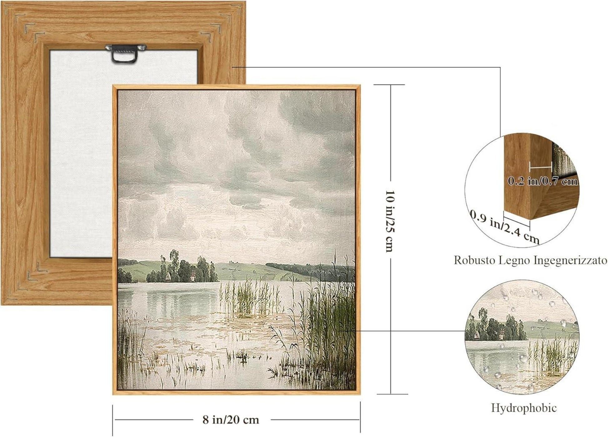 Vintage Leinwandbild mit Holzrahmen 20x25 cm Wohnzimmer Schlafzimmer Wanddeko