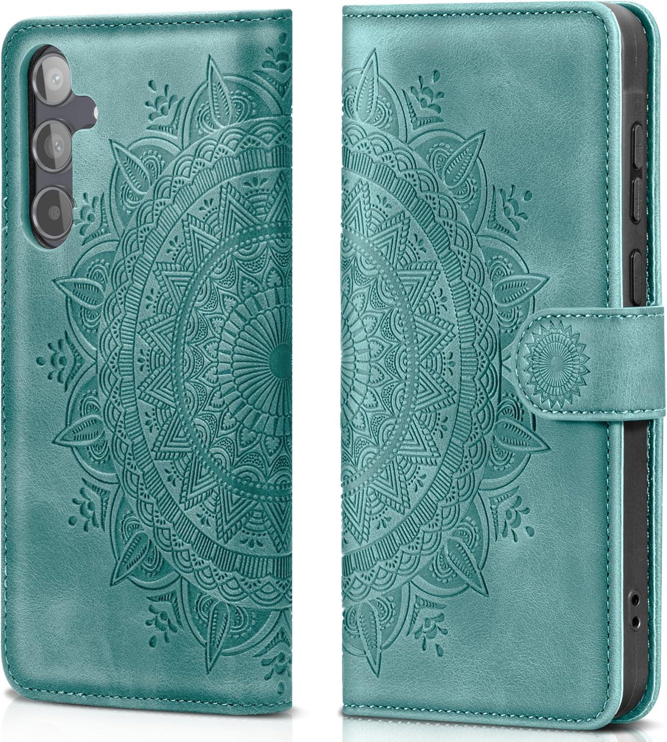 Samsung Galaxy A55 5G Lederhülle Grün Wallet Case Standfunktion