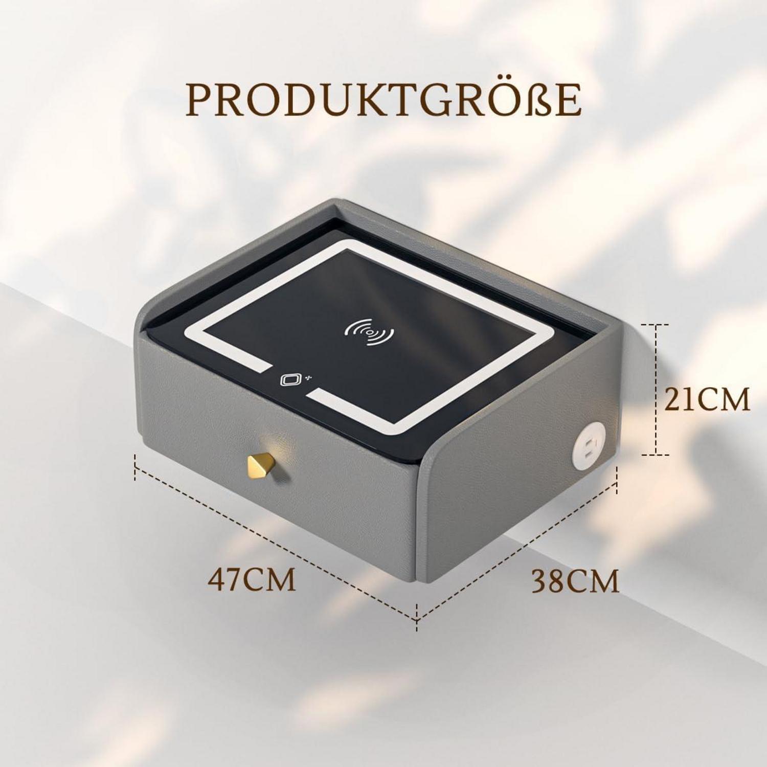 Hängender Nachttisch mit Ladestation LED-Lichteffekt 4xUSB
