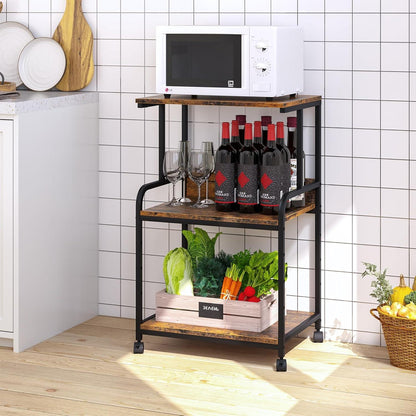 3-stöckiger Druckerständer mit Rollen und verstellbaren Ablagen