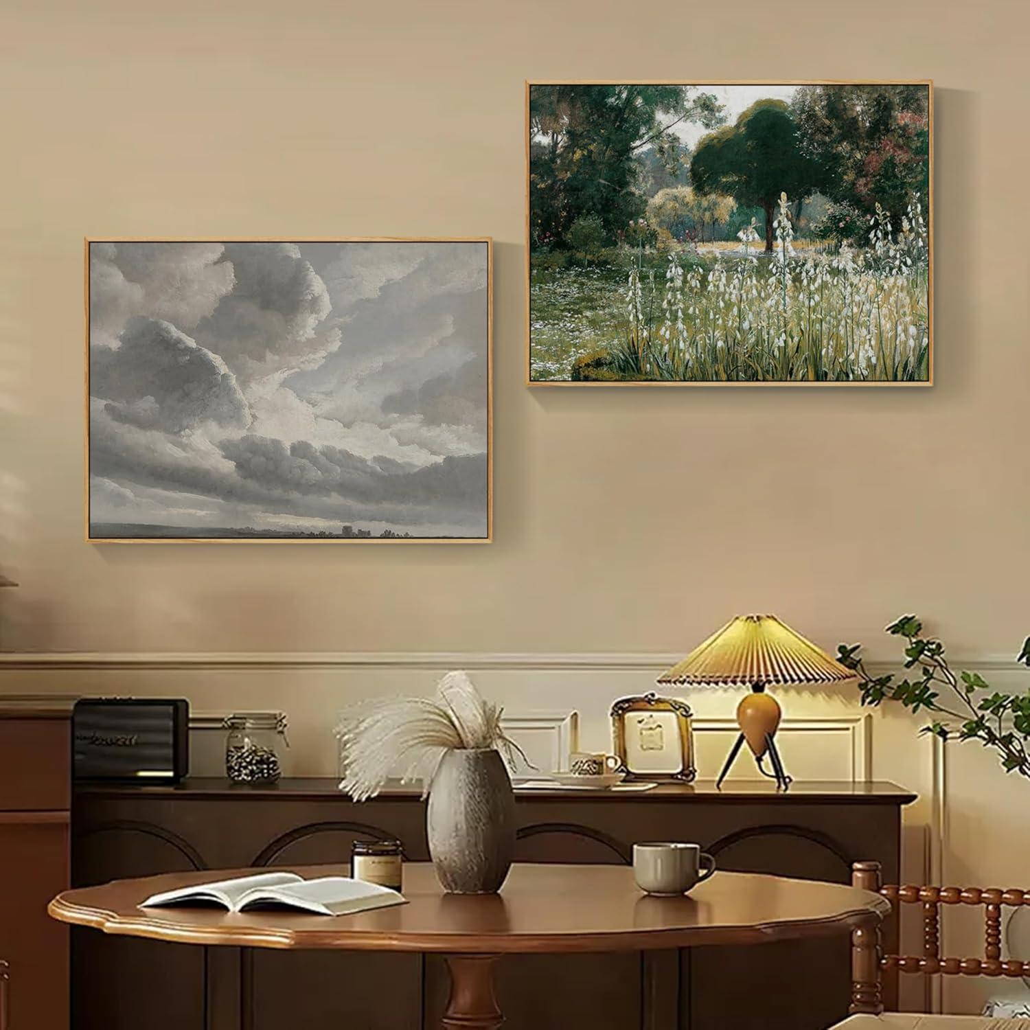 Vintage Leinwand Bilder mit Holzrahmen 30x40 cm Wandbilder Wohnzimmer