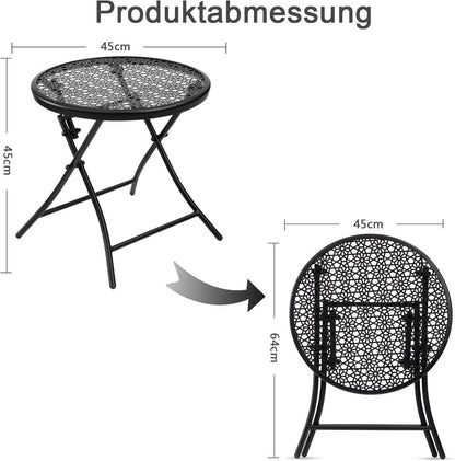 Faltbarer Outdoor Beistelltisch Metall Schwarz Blumenmuster