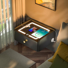 Nachttisch mit Ladefunktion und LED-Lichteffekt, hängend, schwarz