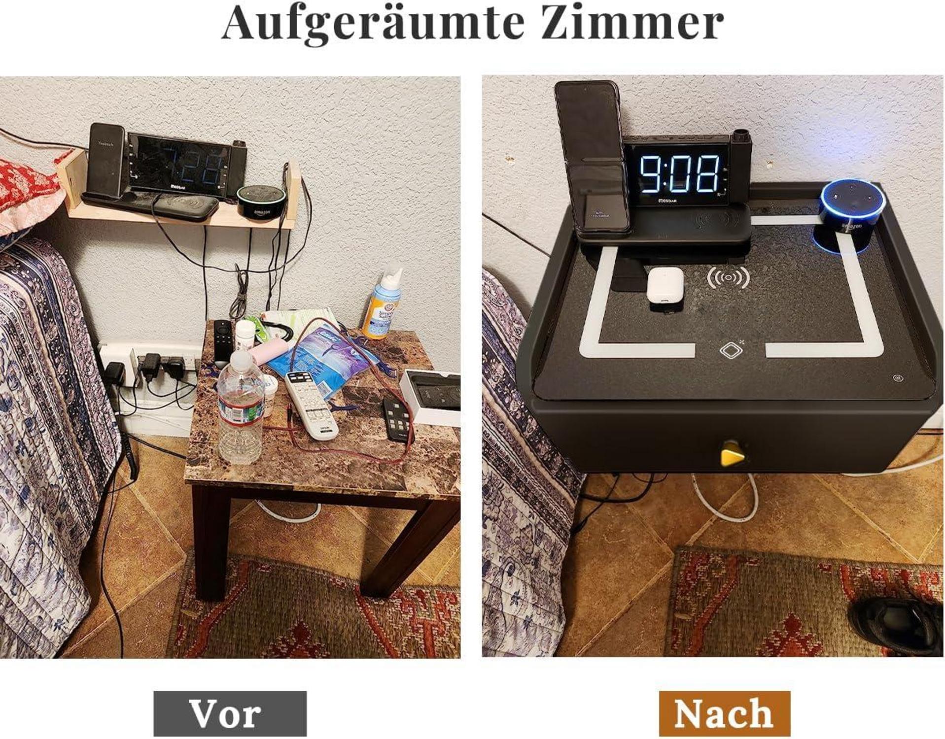 Schwarz Hängender Nachttisch mit Ladestation USB 12W LED