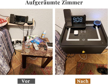 Schwarz Hängender Nachttisch mit Ladestation USB 12W LED