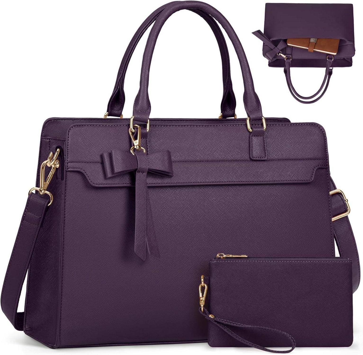 Große Damen Laptoptasche PU Leder Wasserdicht Geldbörse Set 15.6 Zoll