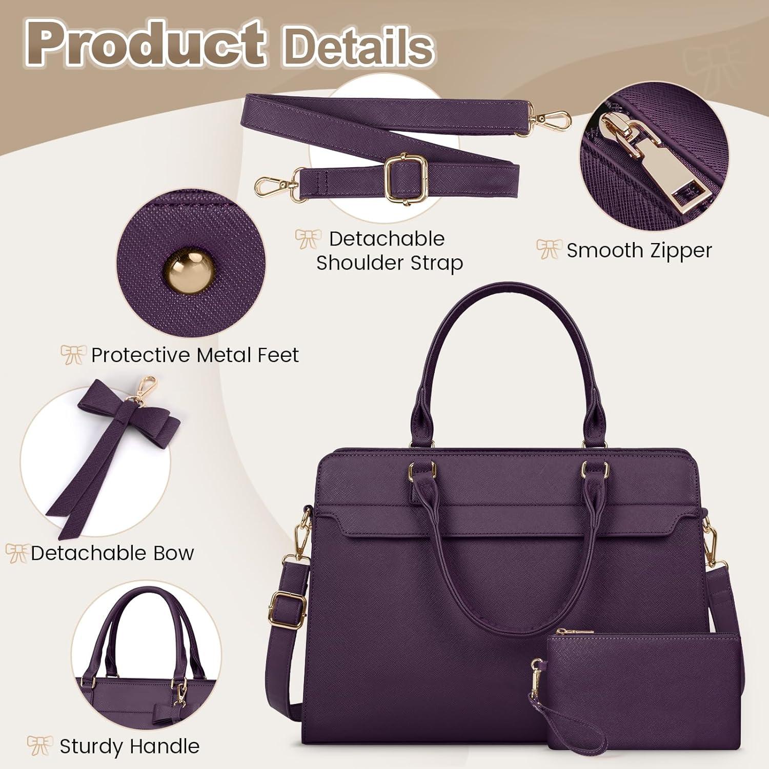 Handtasche Damen 15.6 Zoll Laptoptasche Wasserdicht PU Leder